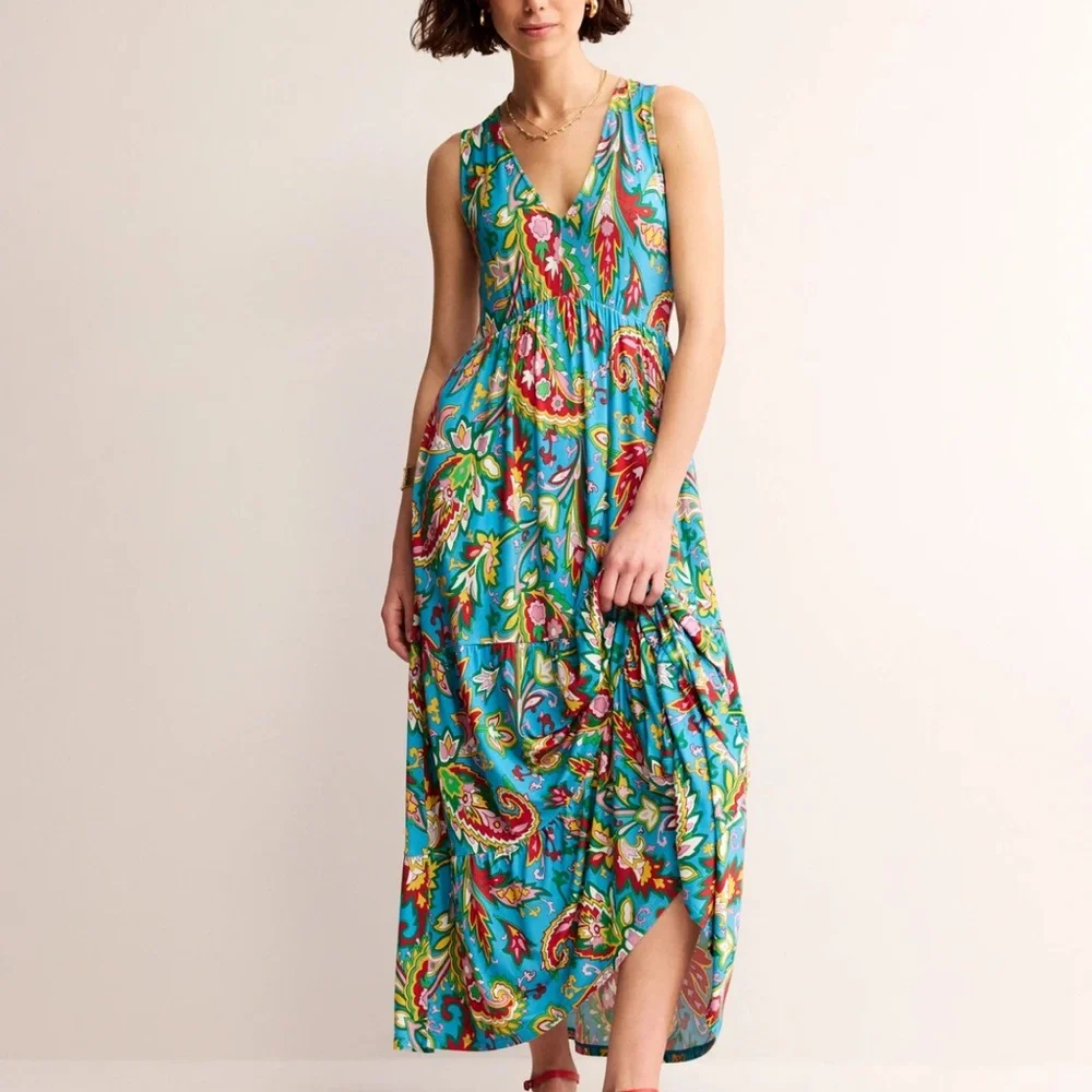 NWOT! Boden Blue Paisley Maxi Dress, Size 6 - Picture 3 of 9